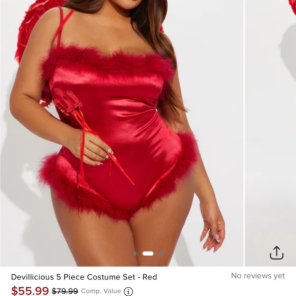 Fashion Nova Red Satin/Fur Sexy Devil Costume.